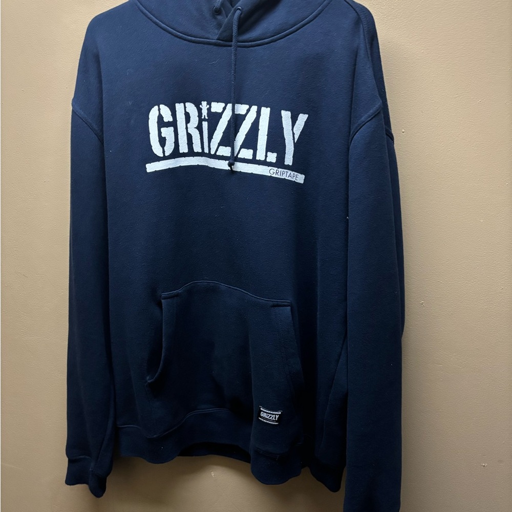 Grizzly Griptape Men's Navy Hoodie With Beanie